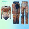 Drieparts Set voor Dames: Eendelig Zonbeschermend Zwempak met Lange Mouwen en Lange Mesh Broek