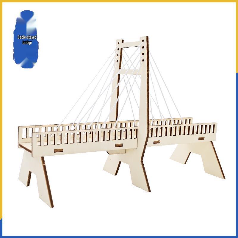 Wooden Cable-Stayed Bridge Model Kit: Science Experiment & Tech Project for Students