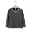 Women's Plus Size Lace Hem Hoodie Sweatshirt - Spring 2026 Chubby Girl Long Sleeve Casual Top