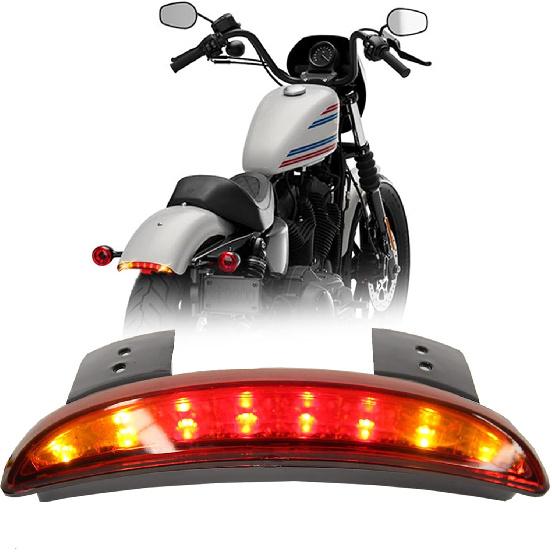 DREAMIZER Motorcycle Chopped Rear Fender Edge LED Brake License Plate Tail Light Stop Running Light Turn Signal Lamp for Harley Sportster XL883N