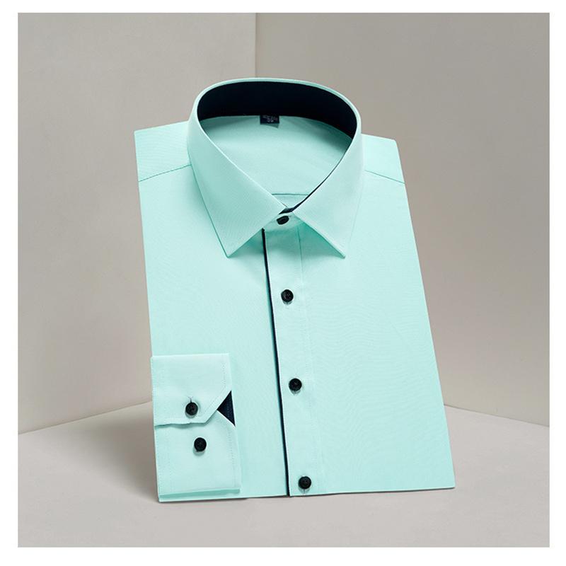 

Повседневные рубашки с длинным рукавом для мужчин, модные корейские рубашки с рукавами на пуговицах, деловые профессиональные топы, рабочая одежда 42 светло-зеленый
