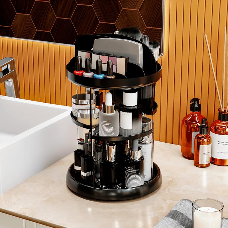 360 Rotating Makeup Organizer For Vanity,Clear Spinning Organizer And Make Up Organizers For Counter
