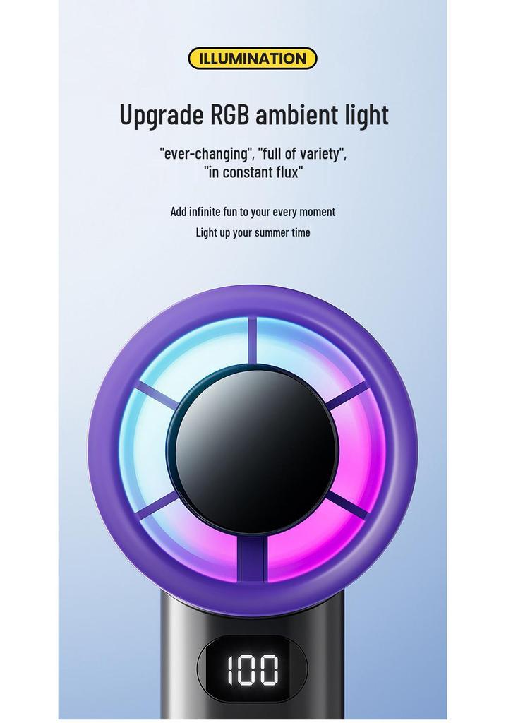 Cross-Border 2025 Handheld USB Fan: High-Speed, 100-Speed Stepless, Digital Display, Powerful Small Wind Cannon