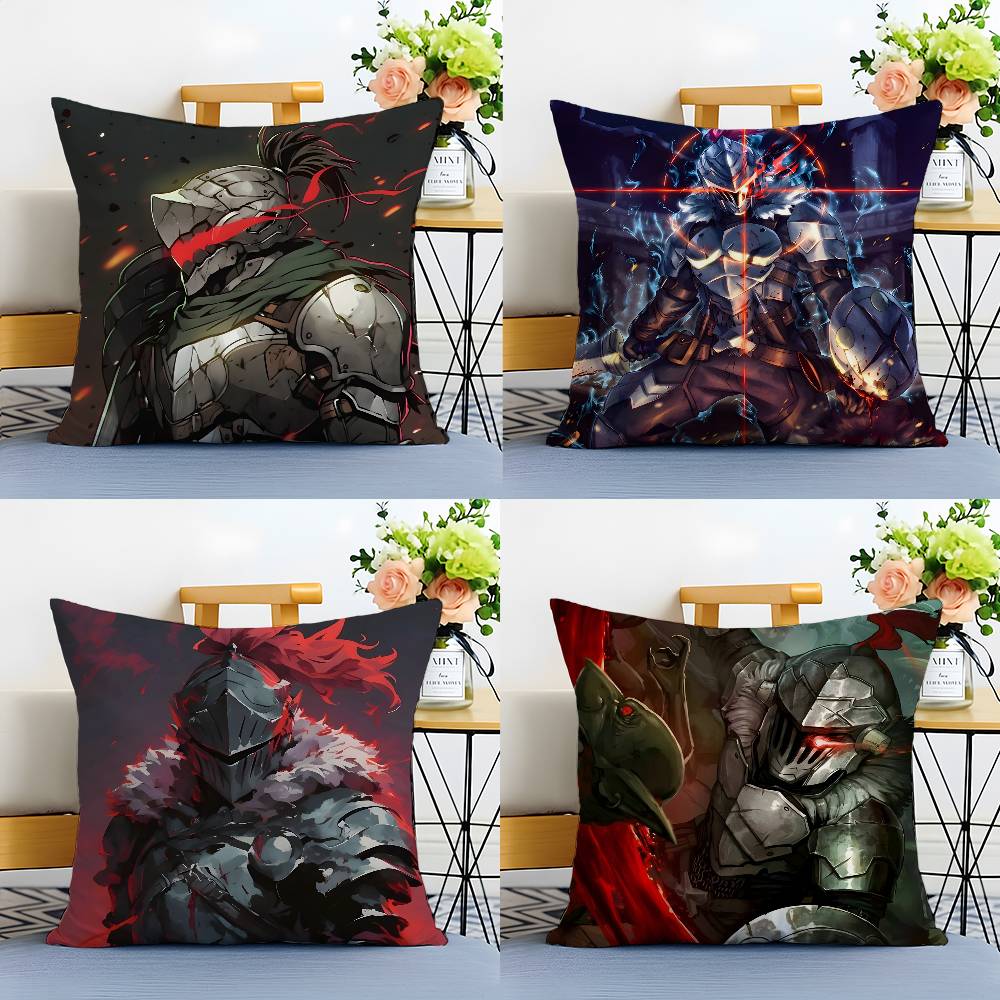 Handsome Anime Goblin Slayer-Cartoon Pillow Case Anti-dustmite Pillowcase Invisible Zipper Silky Short Plush Sofa Cushion Cover