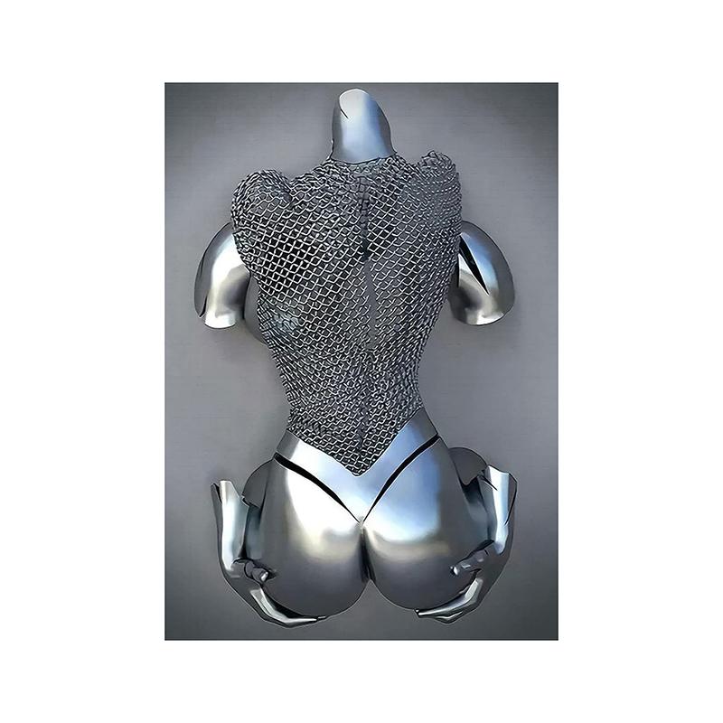 3D Abstract Metal Man Decorative Painting Poster Nordic Prints Canvas Painting Wall Art Picture for Living Room Home