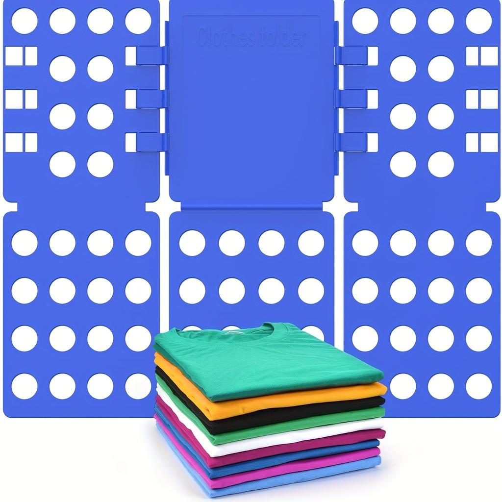 Blue Plastic Shirt & T-Shirt Folder Organizer with Multiple Compartments - 26.16x22.61x3.05 Cm Space-Saving Clothes Folding Board for Wardrobe