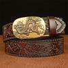 High Guality Men's Cowhide Belt Retro Automatic Buckle Leather Belt Pant Belt