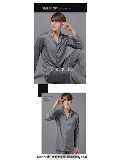 Men's Long Sleeve Silk Pajama Set - Spring & Autumn