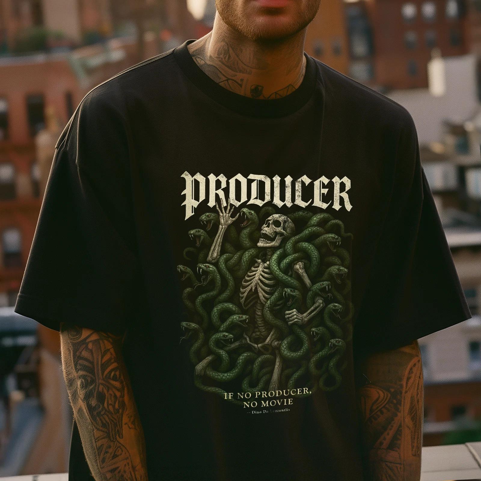 Vintage Film Producer T shirt | Snake Skeleton Graphic Tee | Filmmaker Crew 2XL