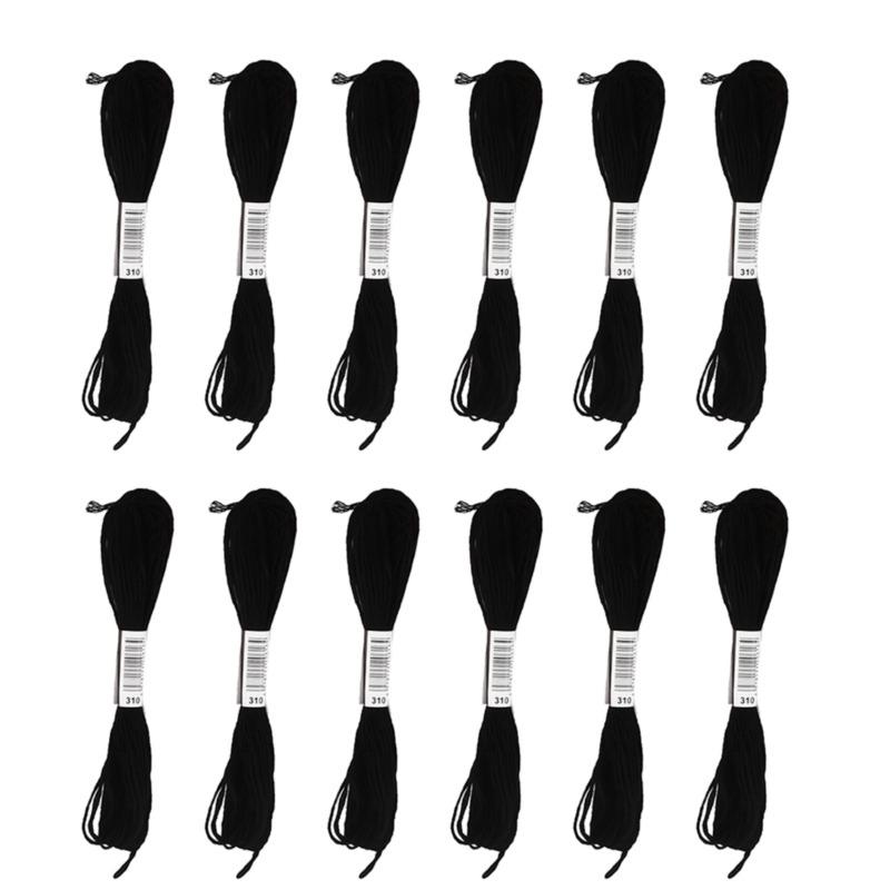 Cross Stitch Embroidery Thread for DIY Homemade Craft Sewing Accessories 12 White+12 Black Embroidery Floss