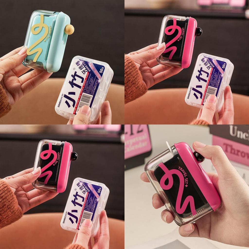 Autonomous Design Dopamine Automatic Floss Container With Press Button For Travel And Home Storage