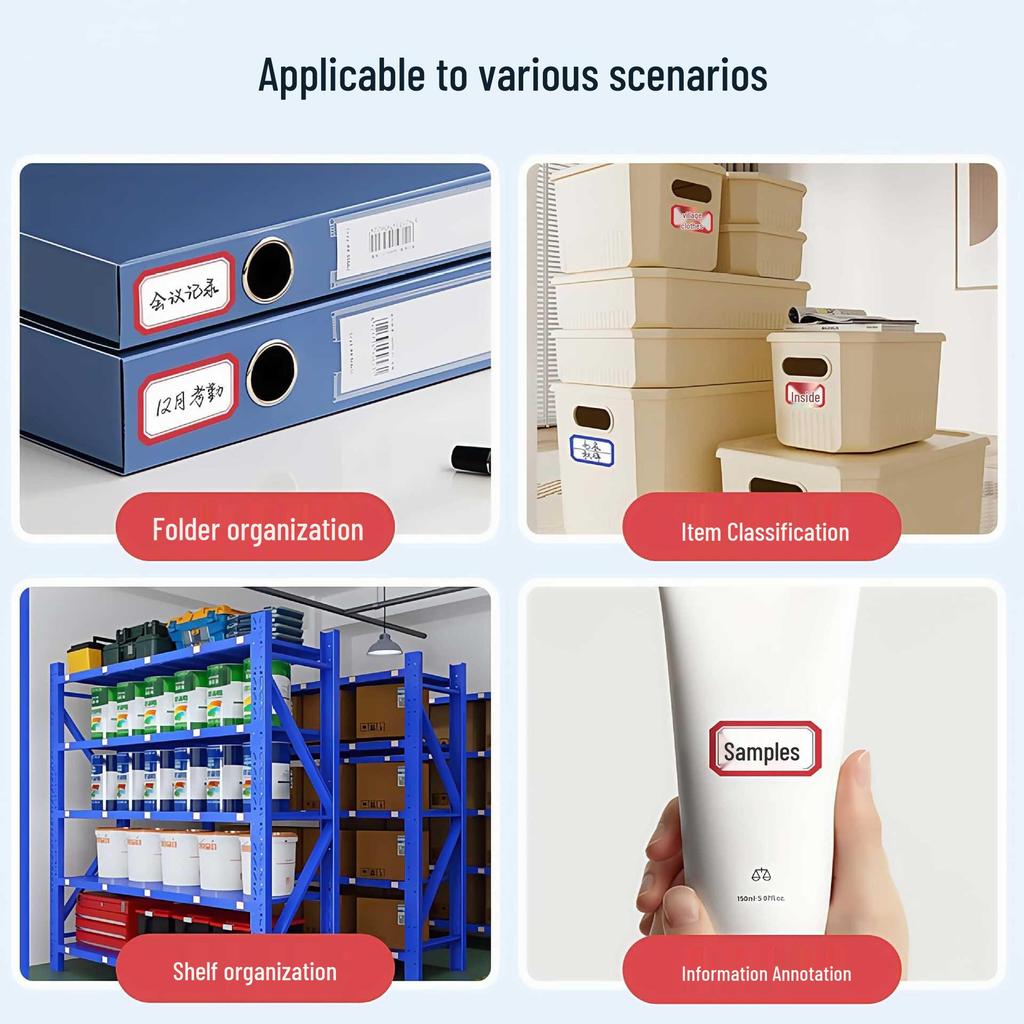 Waterproof Self-Adhesive Name and Memo Roll Stickers for Office Use