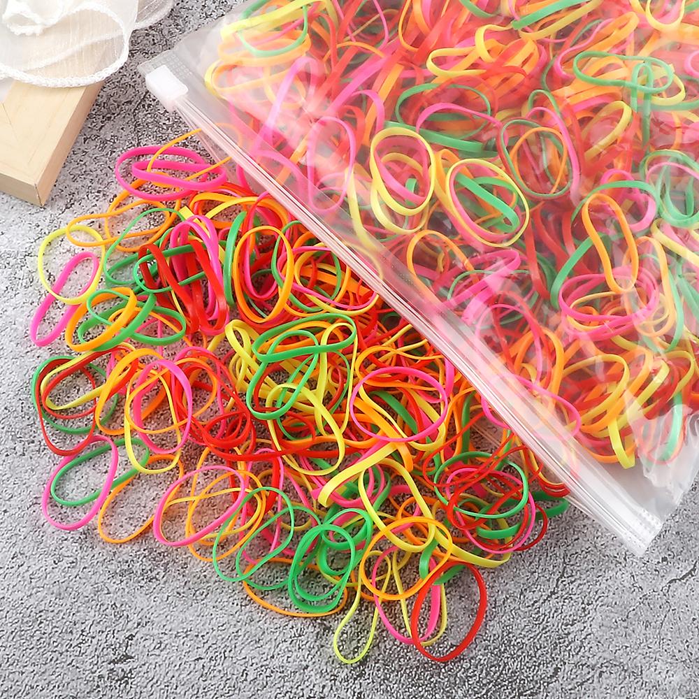 1000PCS/Set Girls Elastic Scrunchie Colorful Hair Bands for Kid Women Rubber Band Headband Ponytail Holder Hair Accessories Gift