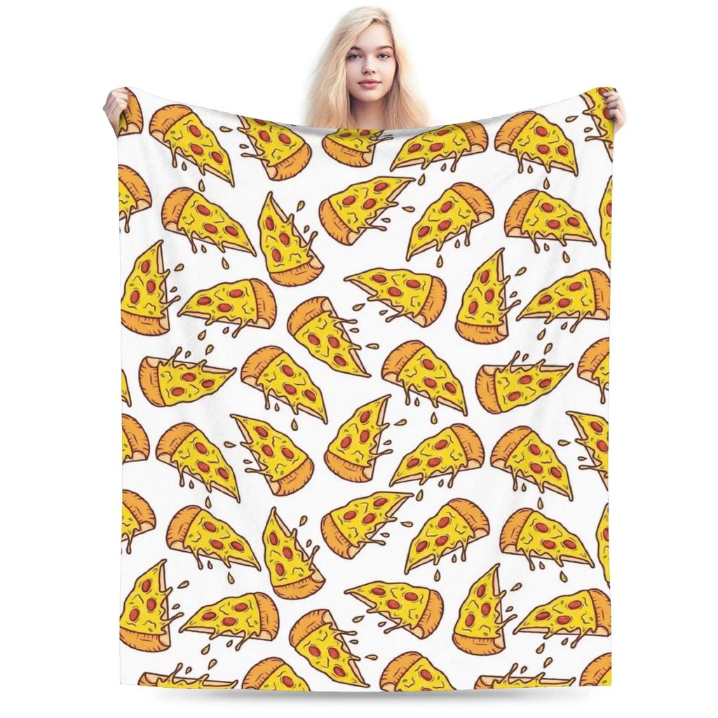 Cool Fun Pepperoni Pizza and Slices Graphic Throw Blanket  Soft Warm Quality for Kids Boys Girls Bedspread for Spring Outdoor Us