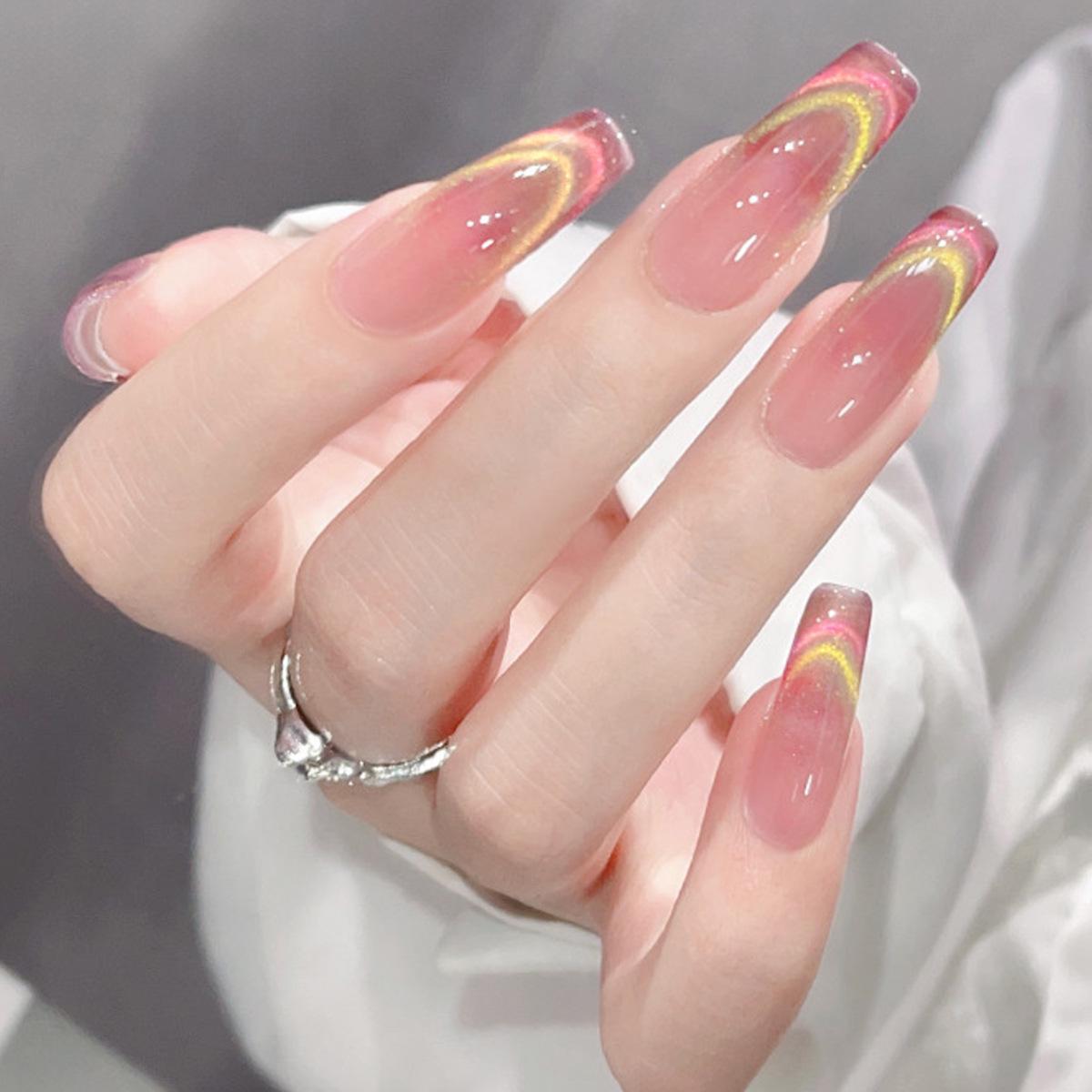 

Hot Selling Translucent Cat Eye French Nail Art Patches - Gentle Whitening False Nails
