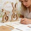 Cute Design Wooden Bunny Wooden Material Easter Standing Rabbit  Party Decorations
