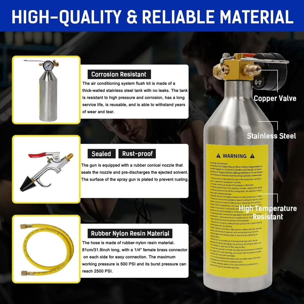 Automotive Air conditioning piping condenser canister cleaning bottle Kits A/C system flush SET