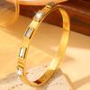 European and American Fashionable Square Emerald Open Titanium Steel Bracelet for Women, Versatile