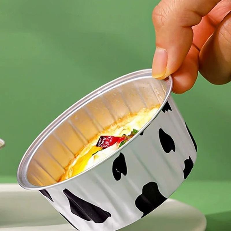 100PCS Reusable Aluminum Foil Cup Pudding Cake Mold Air Fryer Tinfoil Box Small Baking Tray Tinfoil Cups Baking Pastry Tools
