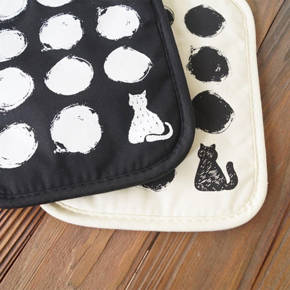 2pcs Cat Pattern Oven Gloves Cotton Anti Steam Gloves Insulation Pad  Garment Steamer Ironing