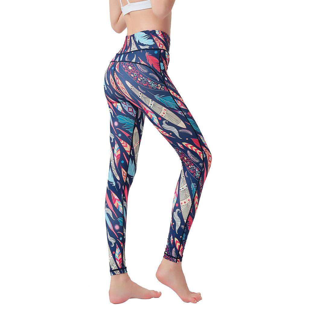 New printed yoga nine-point pants women's tight high waist hip lift running fitness pants