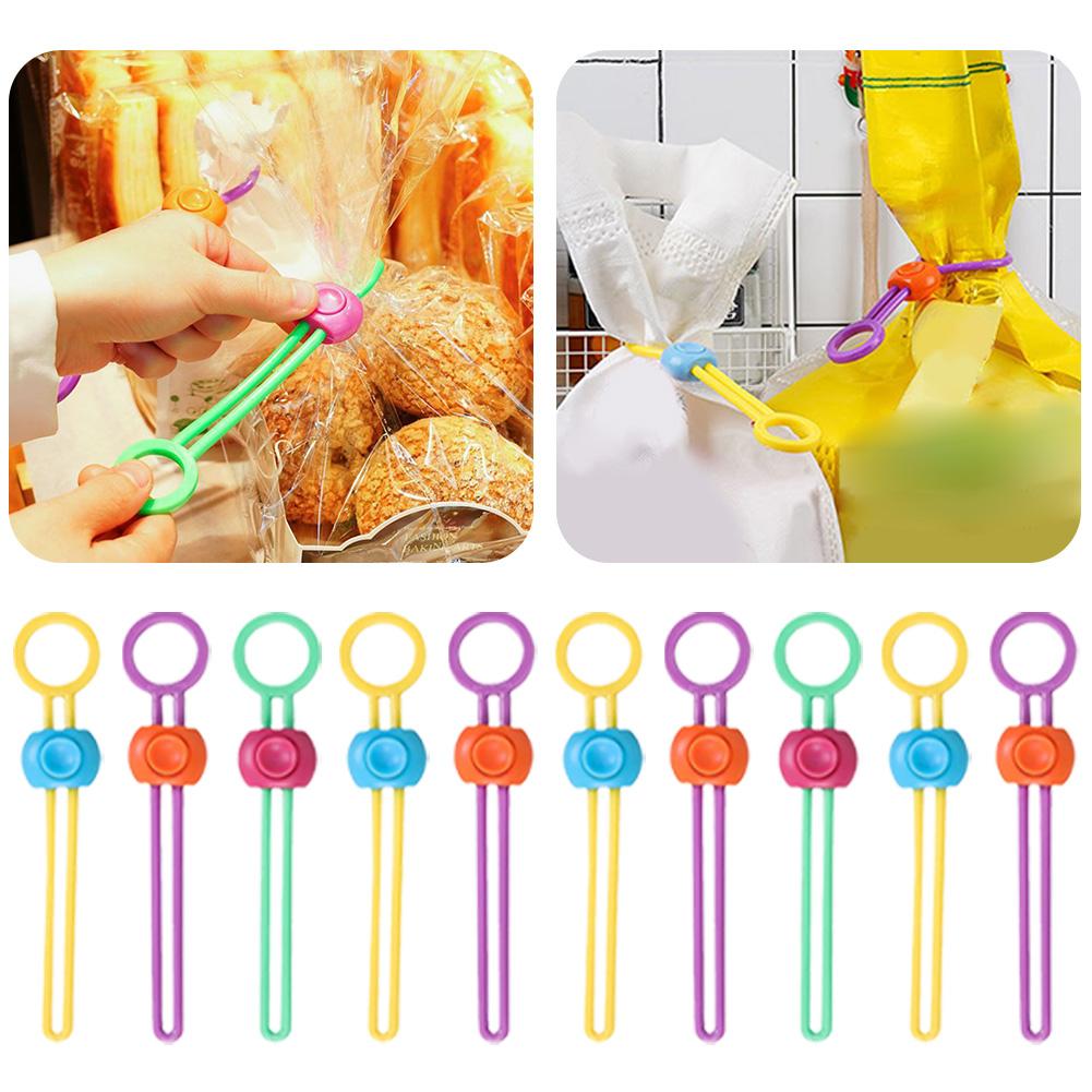 10/20/30/50pcs Silicone Food Bag Sealing Strap Freshness Sealing Clip Adjustable Clip Portable Data Cable Storage Kitchen Gadget