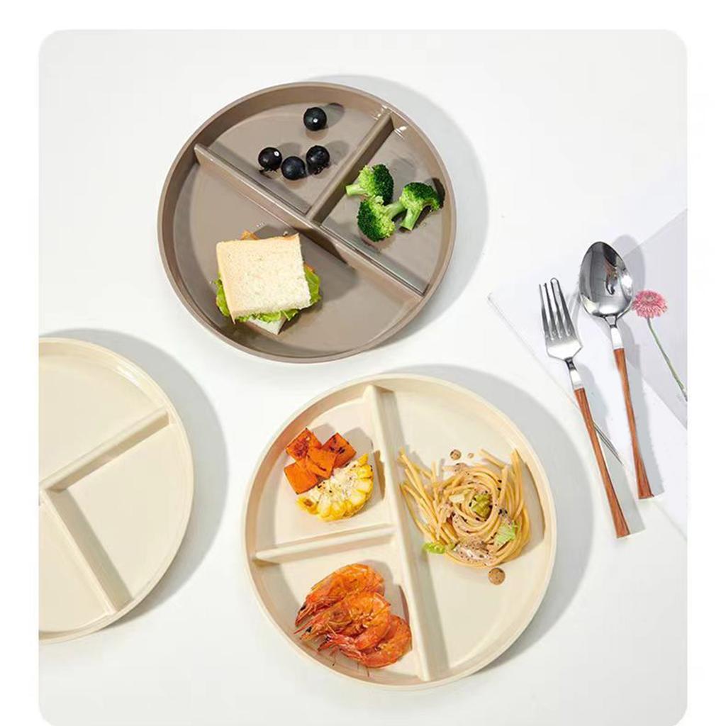 22cm Sectioned Dining Plate Kitchen Tablewares Plastic Texture Dinner Dishes Suitable for Microwave and Dishwasher Use