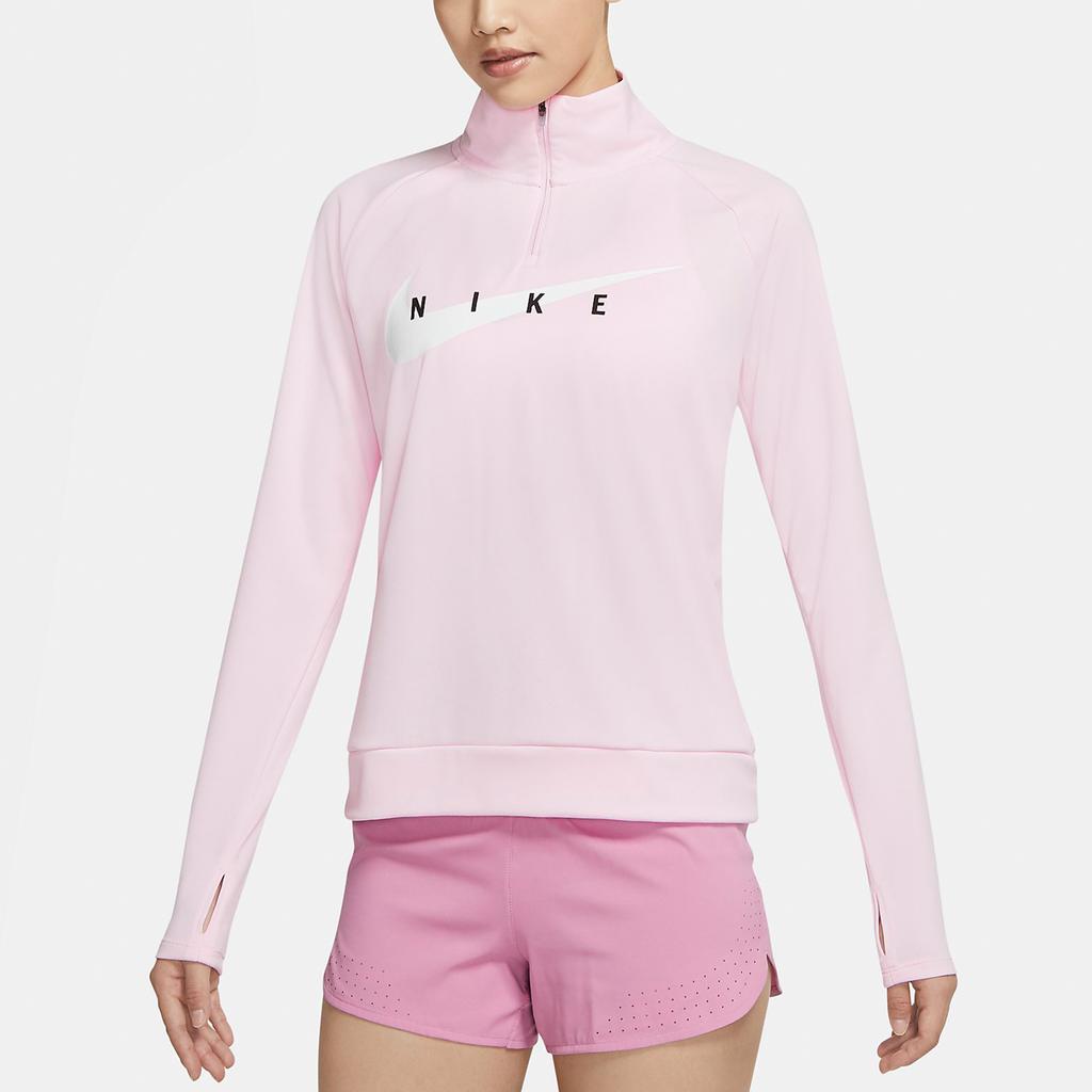 Nike Swoosh Run Running Training Sports Stand Collar Long Sleeve Sweatshirt Women Tops Pink CZ9234-663