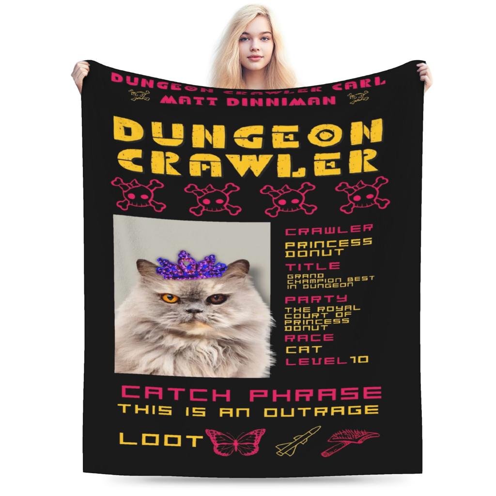 Warm Soft Blanket Girls Boys Travel Donut Cat Dungeon Crawler Carl Throw Blanket Flannel Bedspread For Couch Bed Sofa Bed