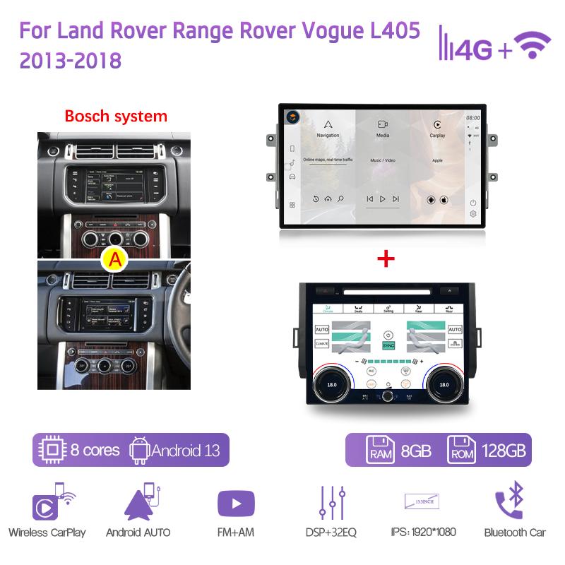 13.3" For Land Rover Range Rover Vogue L405 2013-2018 Android13 Car Multimedia Player GPS Navigation 8+128G CarPlay 4G AC Screen