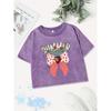 Casual Cotton Crop Tops Womens Summer Vibes Strawberry Prints Washed T-Shirts Distressed  Fit Tees Street Clothes