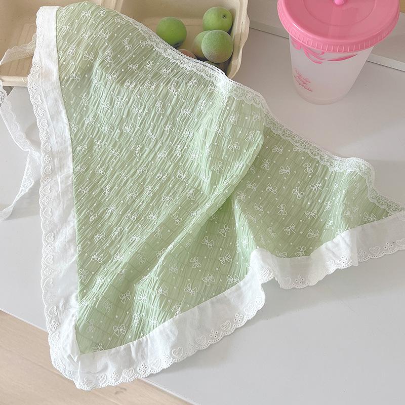Headscarf summer women's pastoral triangle scarf literary retro crochet triangle scarf hat Y2K hot girl girl children hollow bud
