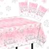 CMUSKO Baby It’s Cold Outside Baby Shower Decorations-3Pcs Pink Snowflake Baby Shower Tablecloths Winter Wonderland Plastic Table Cloth Baby It’s
