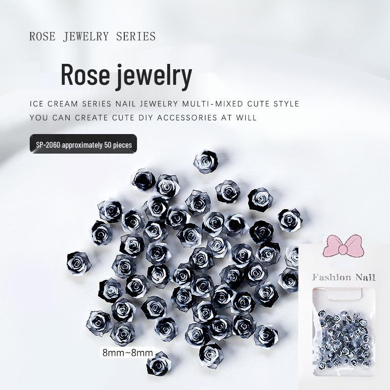 Gradient Camellia Resin Rhinestones Rose Nail Art Decorations, 3D Colorful Flatback Flowers (Approx. 50 Pieces)