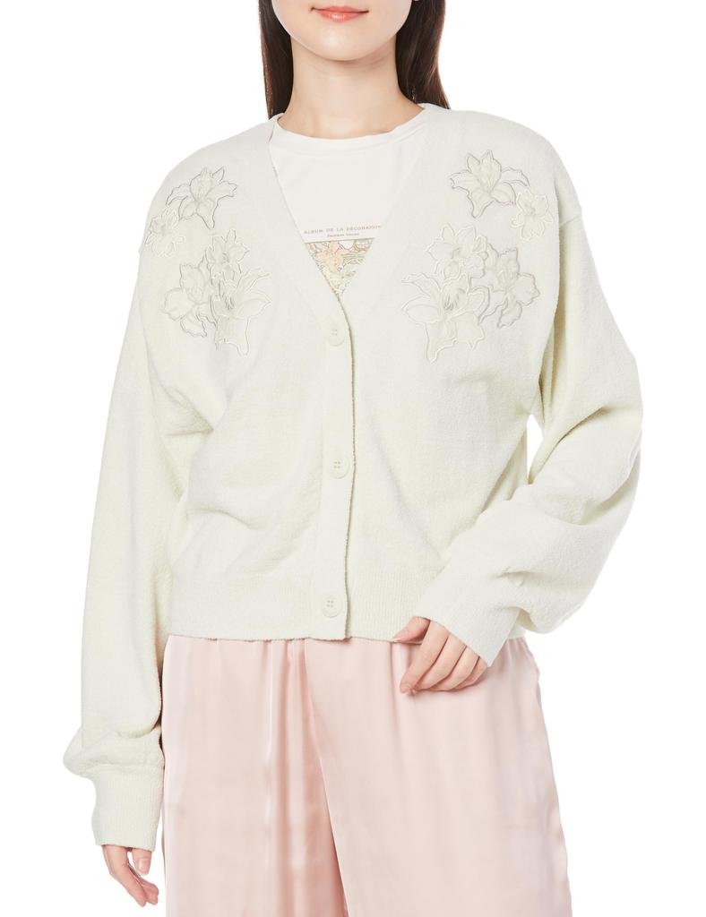 Gelato Pique Mucha Flower Embroidered Cardigan PWNT241097 Green Women's