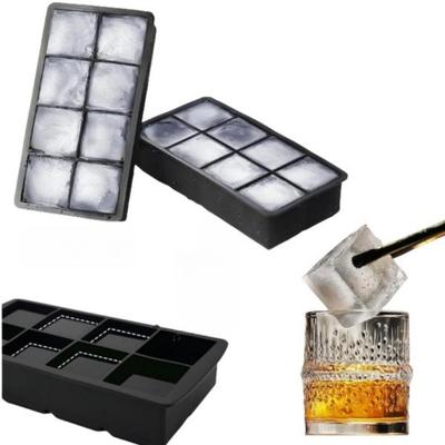 8 Grade Whiskey Grande Bandeja de Gelo Caixa de Molde Grande Silicone de Grau Alimentício Cubo de Gelo Bandeja Quadrada Molde Diy Bar Pub Vinho Blocos de Gelo Fabricante Modelo