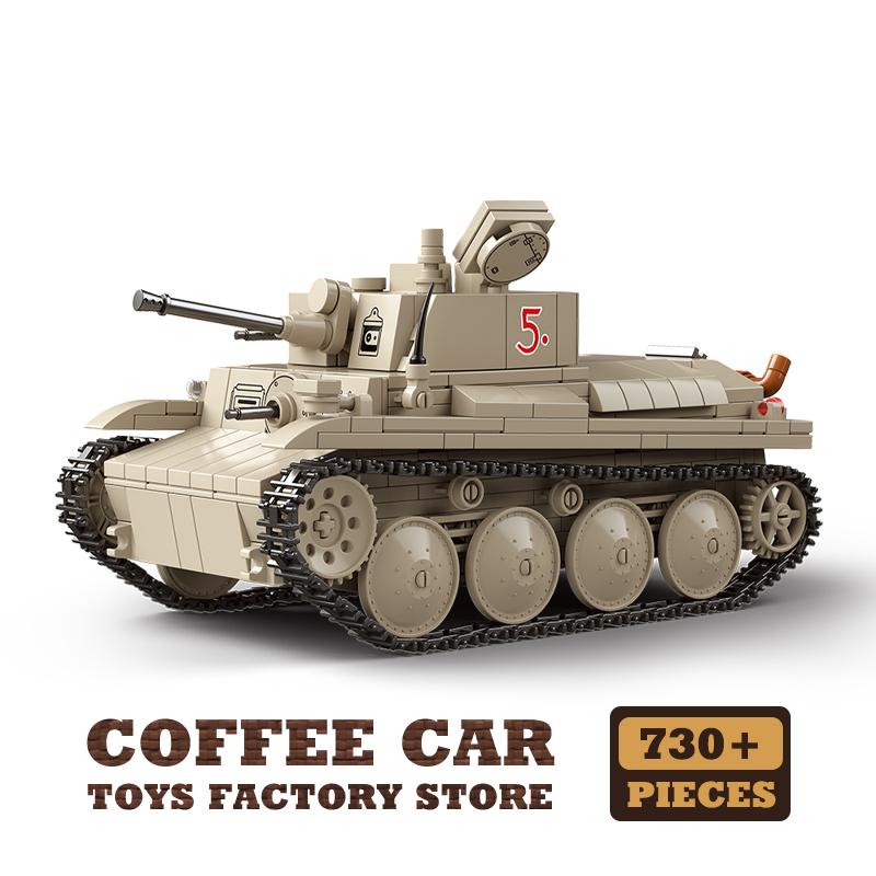 Non-Toxic Wwii Military Tank Moc Bricks Model Classic Light Armored Vehicle Building Blocks Army Soldier Toys Children Christmas Gifts