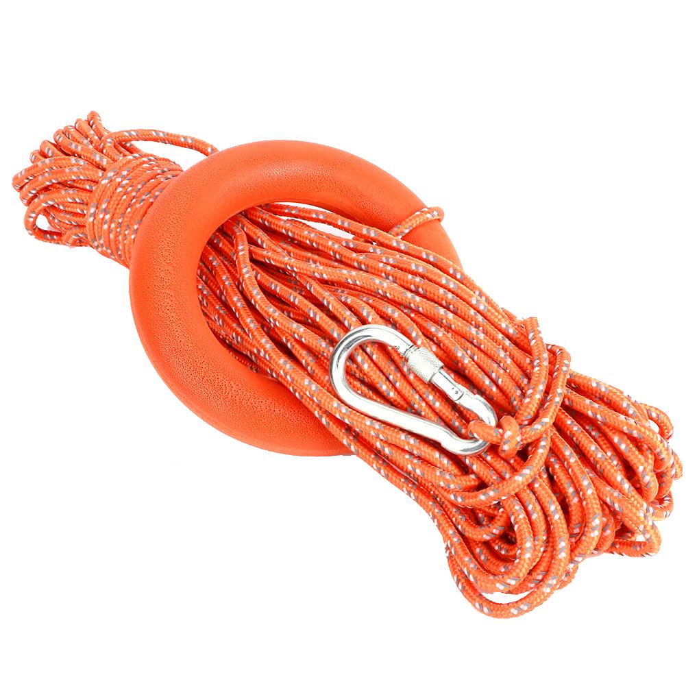 6MM Durchmesser 30M PVC Reflektierende Lebensrettende Seil mit Haken Pull Ringe Lebensrettende Ausrüstung