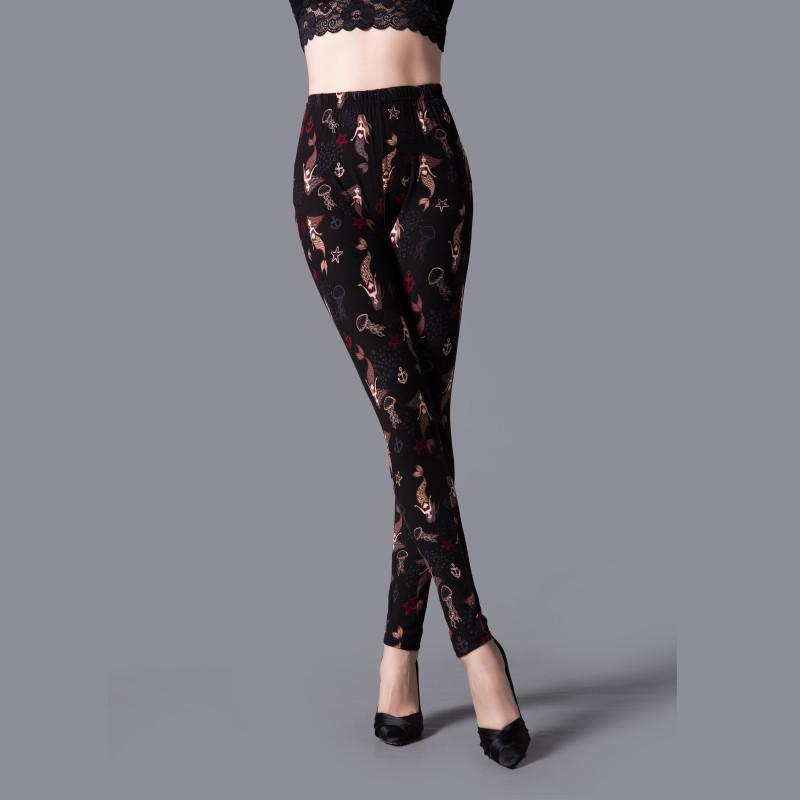 Women's Spring & Autumn Thin Milk Silk Elastic Paw Print Leggings - Cartoon Print Skinny Pants for Outerwear