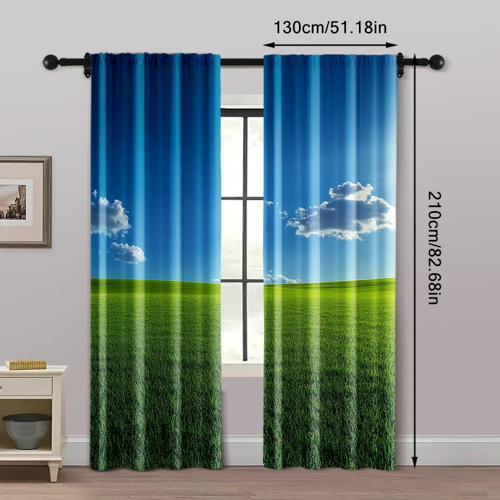 2pc,  Window Curtains Prairie Sky Polyester,Without Electricity Birthday Party for College Dormitory Decoration