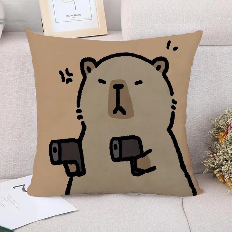 

Мультфильм Капибара Декоративная наволочка для гостиной, офиса, дома, наволочка для автомобиля, украшения 40x40cm