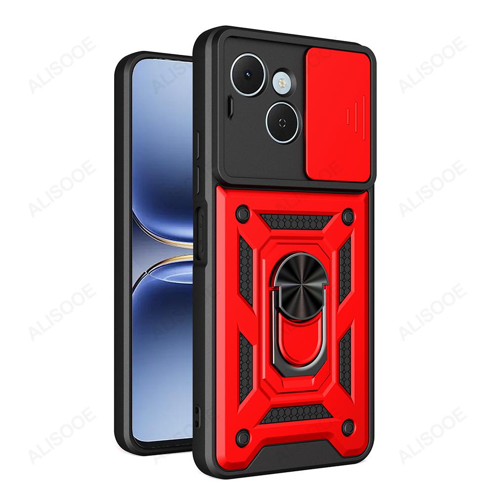 Armor Holder Funda for Tecno Spark 40C 4G Case Cover Slide Camera Protection Ring Stand Shockproof Back Capa Funda