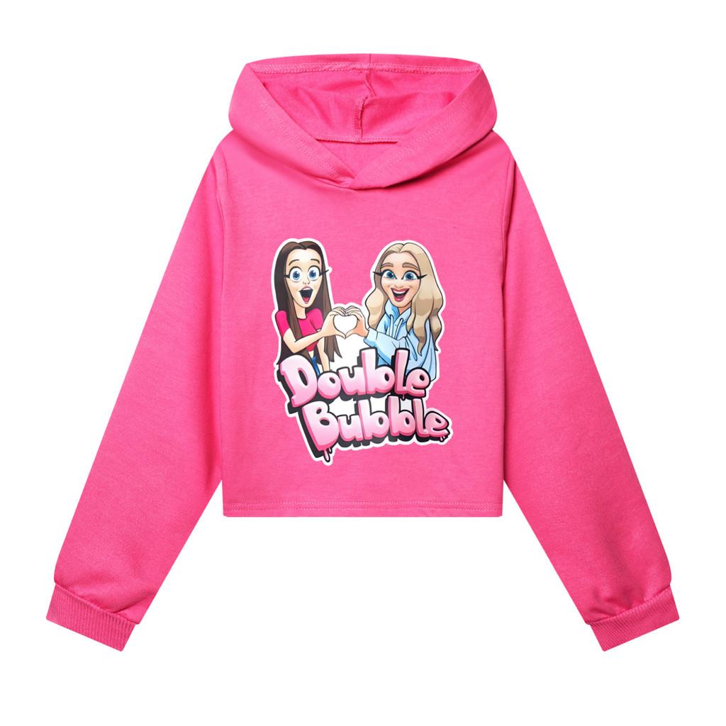 

5634 Multi-color Kids Girls Double Bubble Printed Short Styles Long Sleeves Hoodies Top 170cm рожевий червоний колір