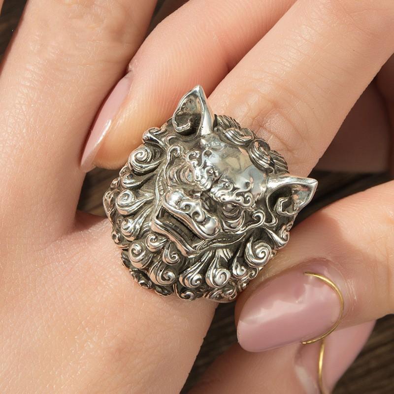 Adjustable Vintage Lion Ring Men Plated Retro Geometric Statement Jewelry Unisex