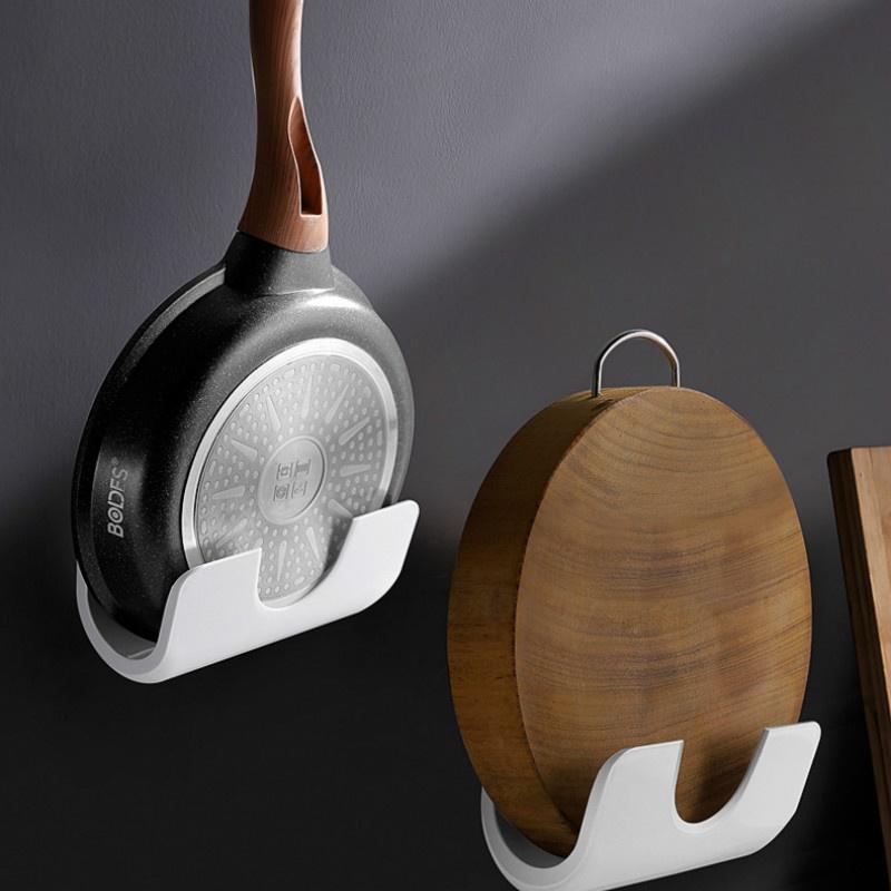 Household Pot Rack Wall Hanging Free Punching Pot Shelf Kitchen Supplies Rack Cutting Board Lid Stor