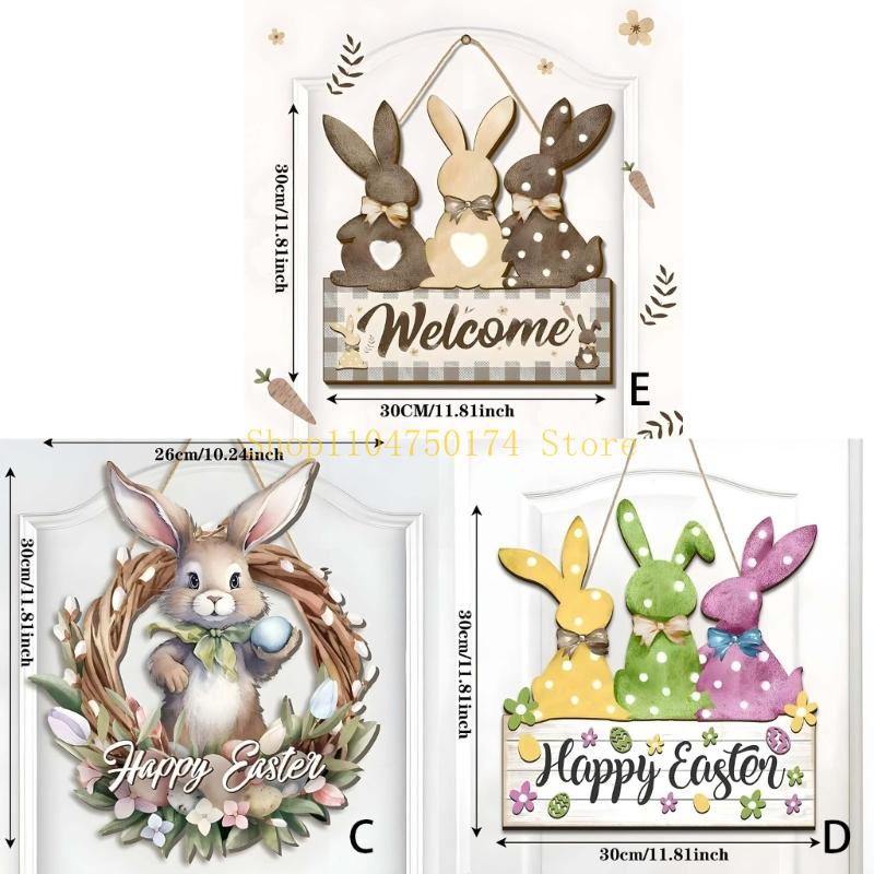 Convenient Wooden Rabbit Hanging Ornament Easy to Place for Easter Decoration top sale