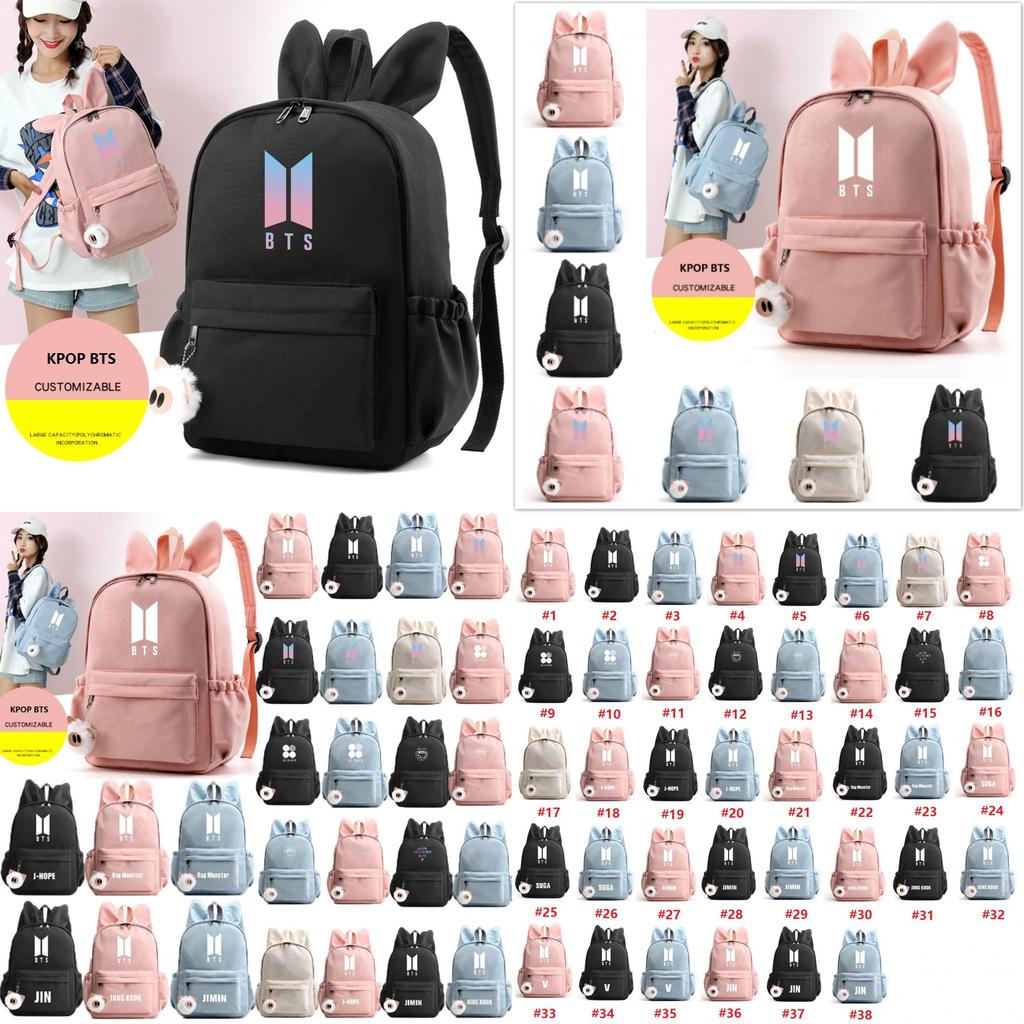 Bunny Kpop Bts Rabbit Ears Backpack Girls School Bags V With Piggy Pendant Plush