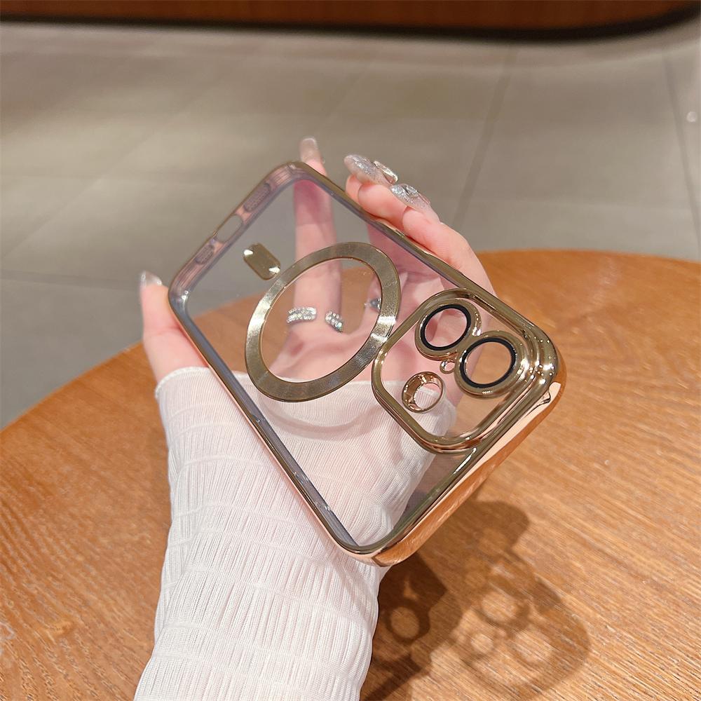 Luxury Plating Magnetic For Magsafe Clear Bumper Case For iPhone 16 15 14 13 12 11 Pro Max Plus XR XS 7 8 Wireless Charge Cover