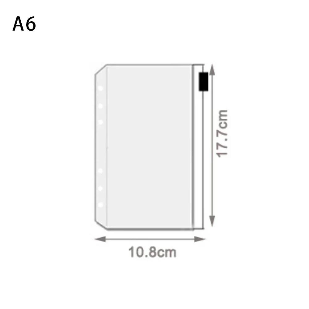 10Pcs A5 A6 A7 Binder Pocket Folders with Zipper for Notebook Waterproof PVC Document Filing Bag 6 Ring Notebook Divider