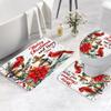 Set di 3 Tappetini da Bagno Natalizi Pupazzo di Neve Babbo Natale Scena Invernale con Neve Rosa Regalo Festivo Tappetino da Bagno Copri WC Decorazione Bagno